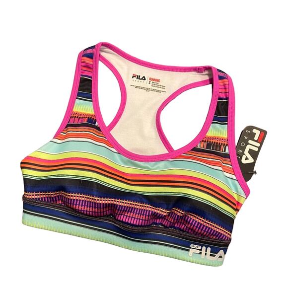 FILA Sport Bra Size Small Bright Striped Colors Racerback Running NEW WITH TAGS - Picture 12 of 12